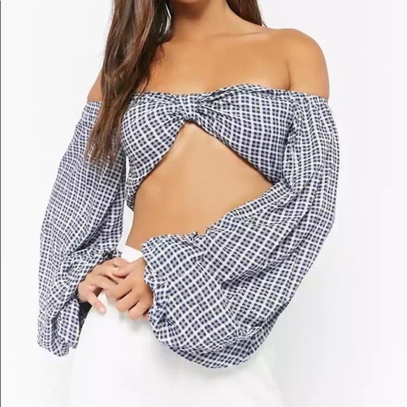 3/$20 Selfie Leslie Crop Off the Shoulder Top - Picture 1 of 7